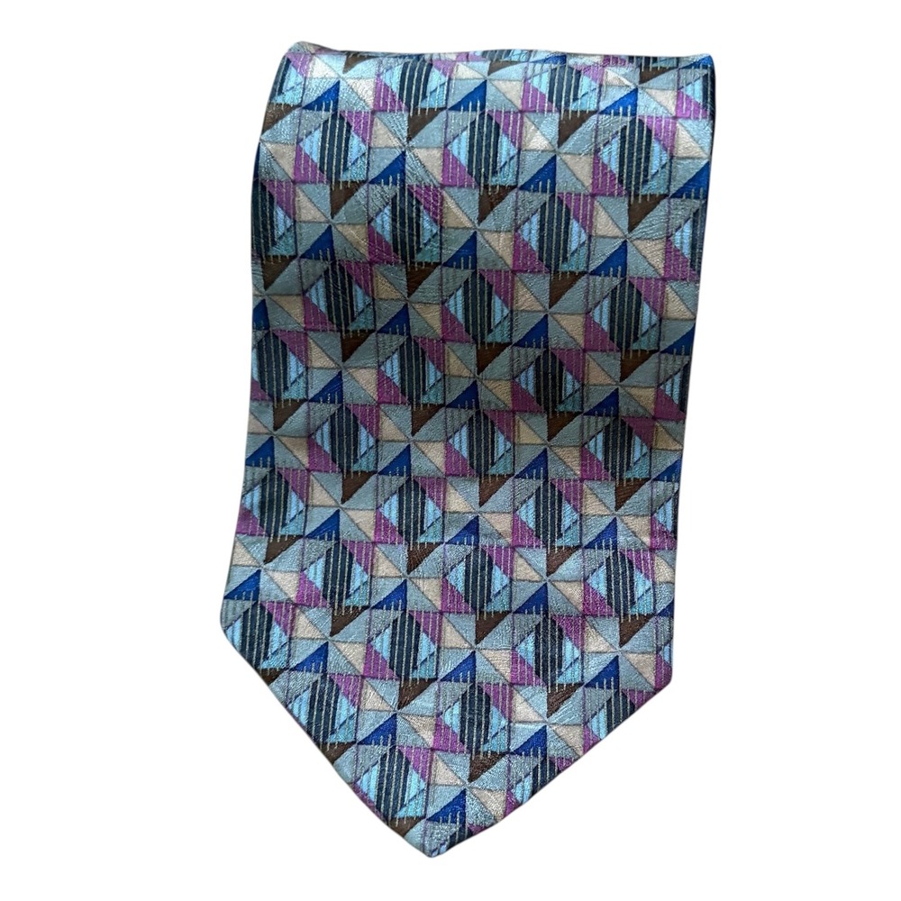 Valentino Pietro Necktie Silk Geometric Made In‎ USA Designer Tie